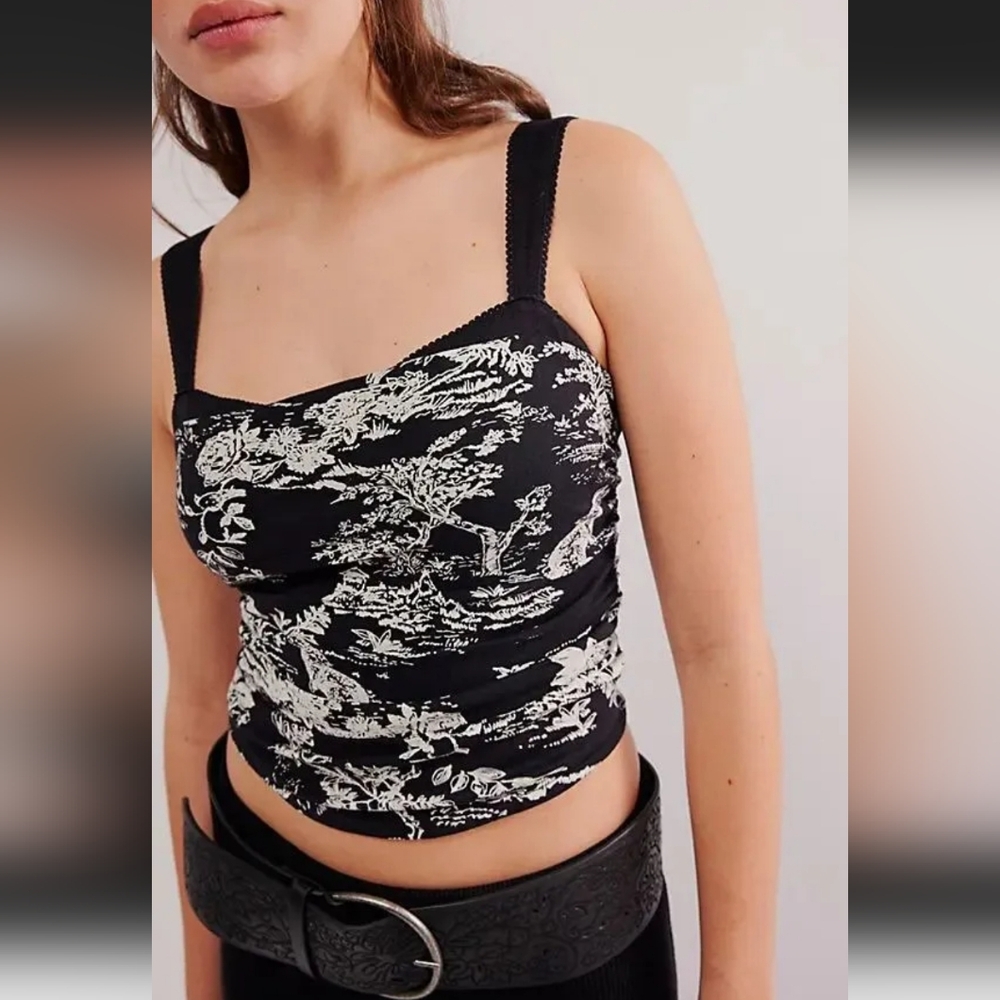 Free People Printed Two Tone Tank NWOT Size Medium